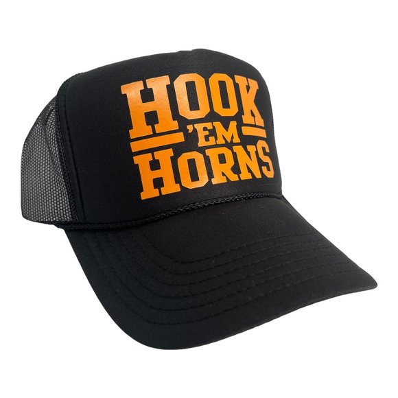 Texas Longhorns Hook em retro OTTO Black and Orange Trucker Hat - Picture 1 of 4